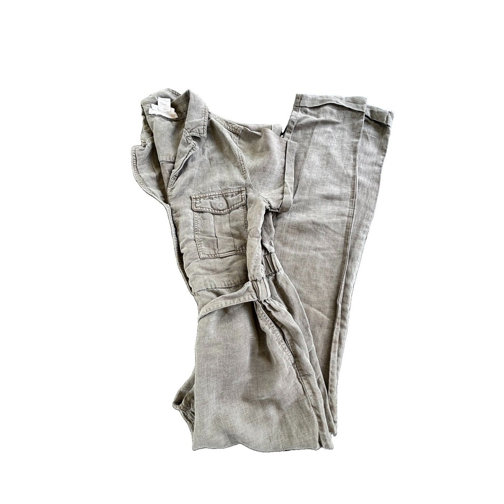 C&C California Short-Sleeve Belted Jumpsuit Linen Women's Small Utility Gorpcore - Picture 8 of 10